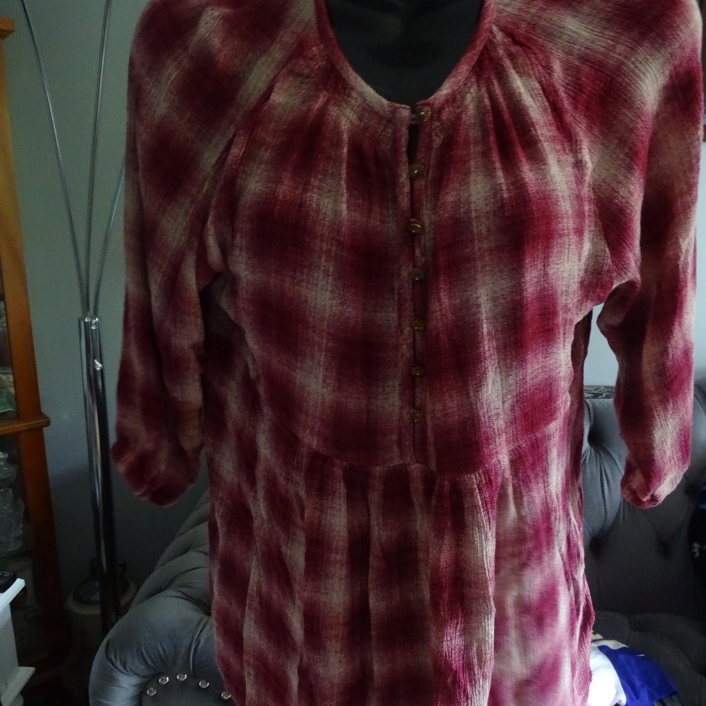 MAUVE PLAID TOP